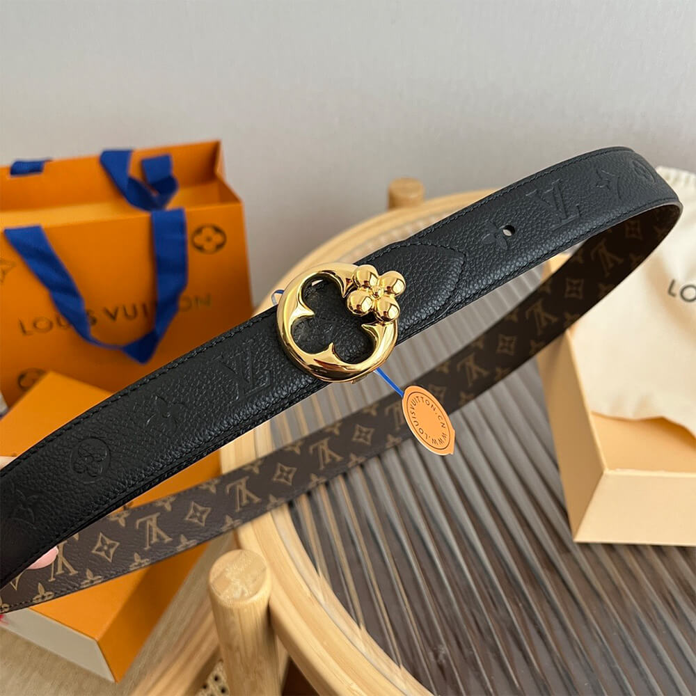 LV Flowergram Round 30mm Reversible Belt