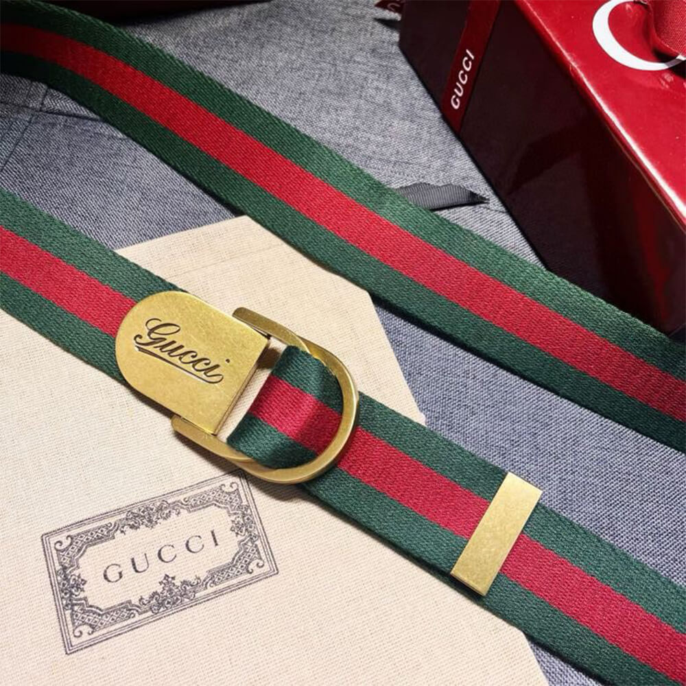Gvc*1 Web Wide Belt With Script Buckle Original Gg Fabric