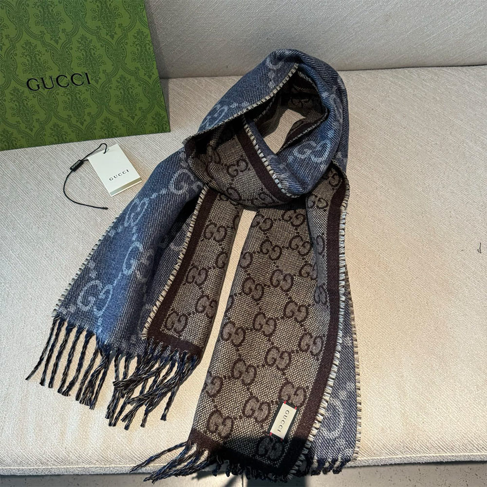 Gv*cl GG jacquard tassel knit scarf