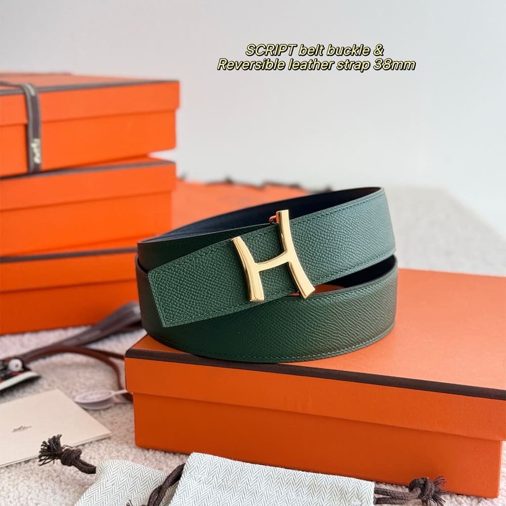 H**me5 Script belt buckle & Reversible leather strap 38 mm