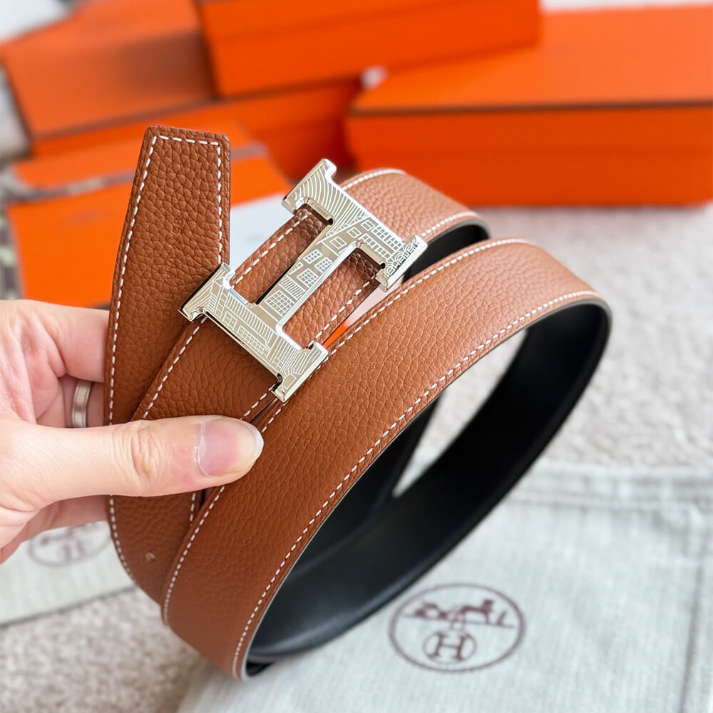 H**me5 5382 FAUBOURG BELT BUCKLE & REVERSIBLE LEATHER STRAP 32 MM