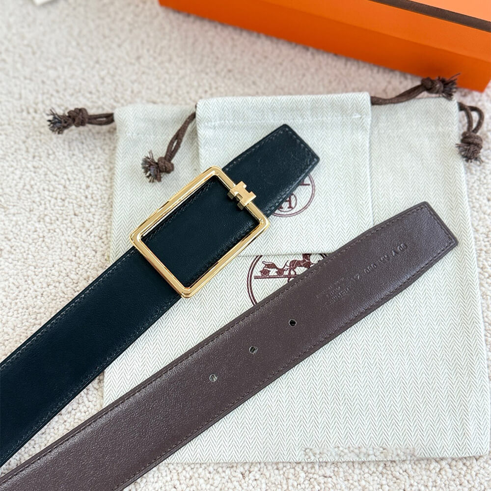 H**me5 Tube H belt buckle & Reversible leather strap 38 mm