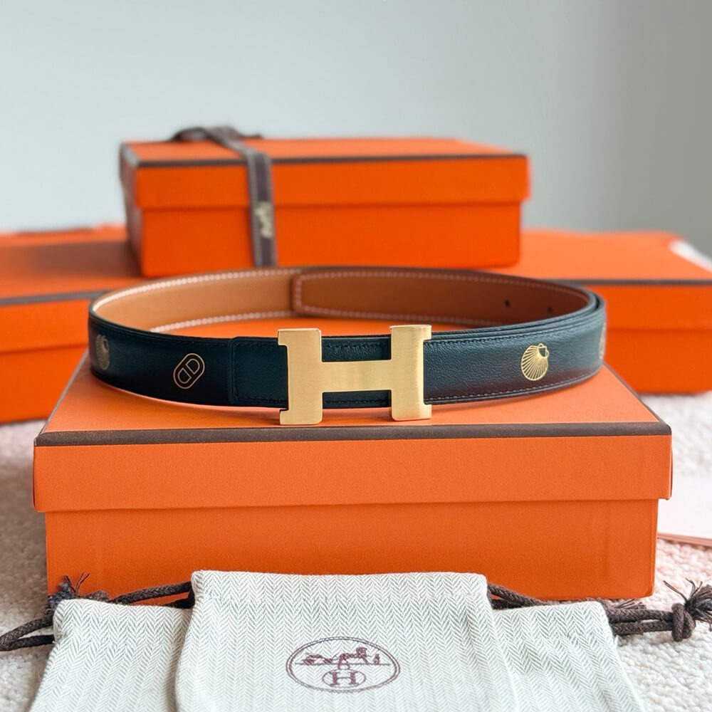 H**me5 Mini H belt buckle & H**me5 sur Mer reversible leather strap 24 mm
