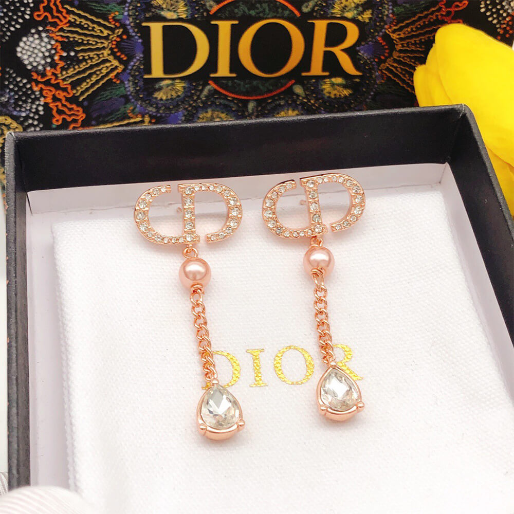 D10r Pearl Crystal CD Drop Earrings