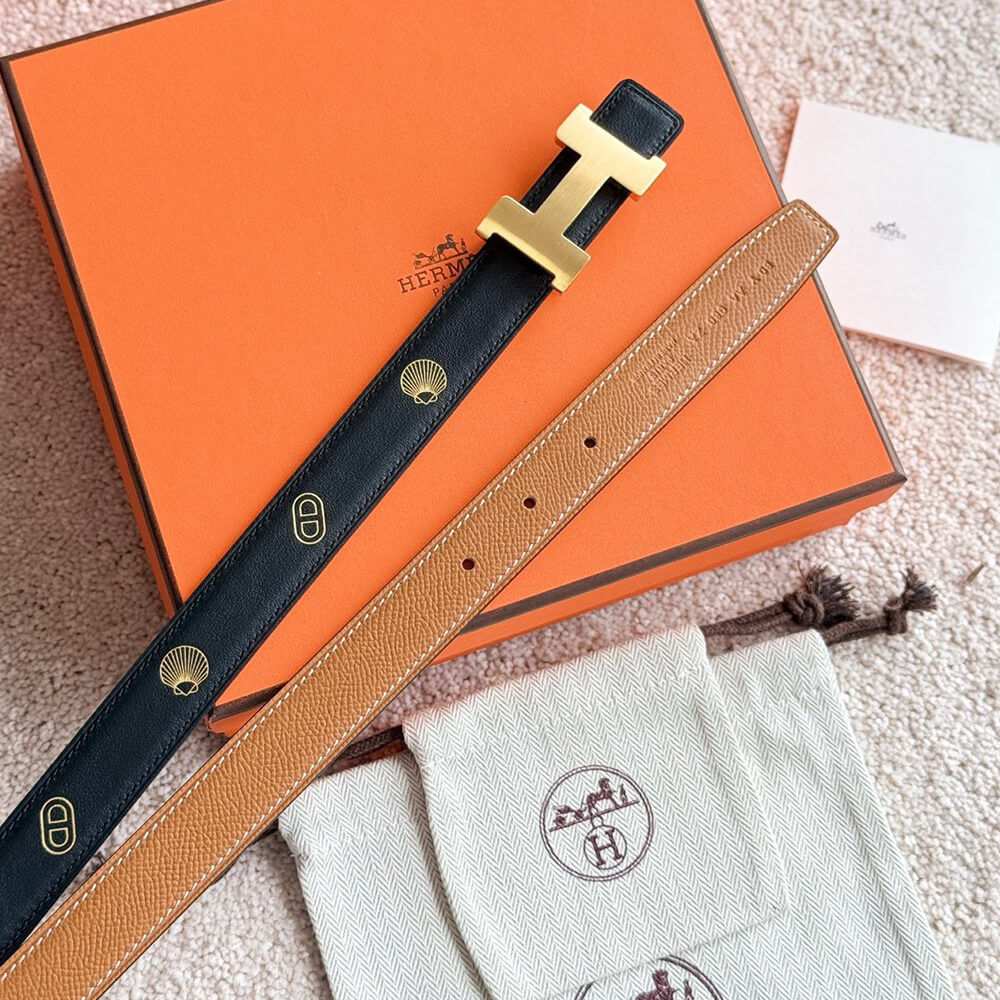 H**me5 Mini H belt buckle & H**me5 sur Mer reversible leather strap 24 mm