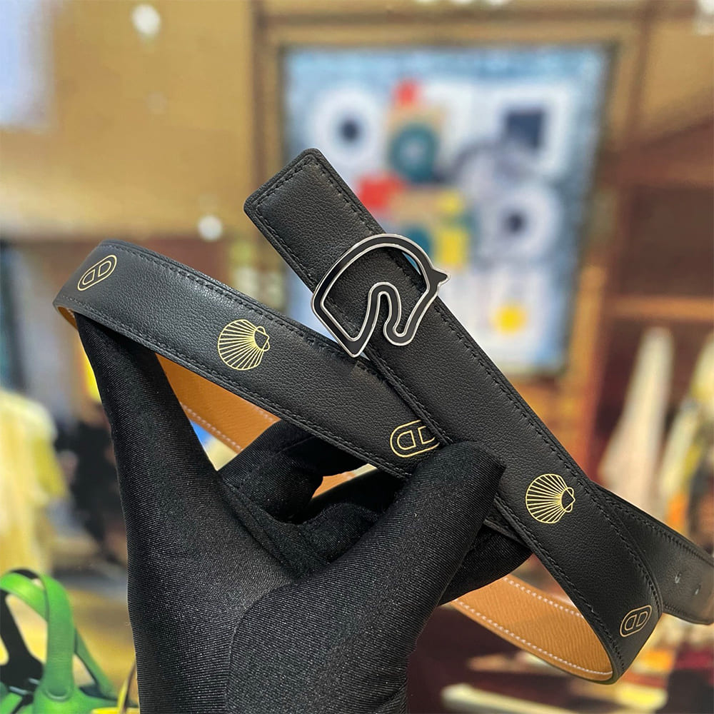 H**me5 Tonnerre Laquée belt buckle & H**me5 sur Mer reversible leather strap, 24 mm