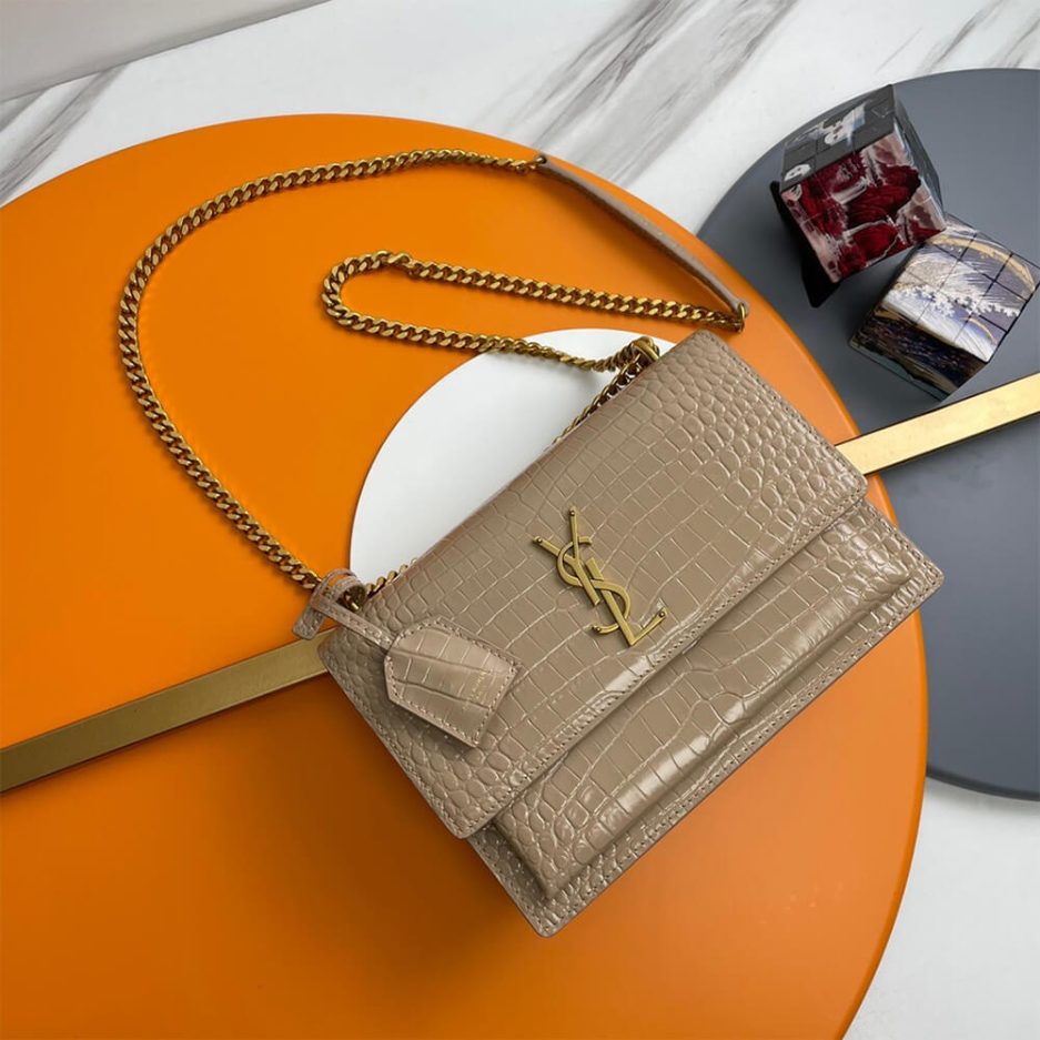 Y51 Crocodile-embossed leather SUNSET Medium