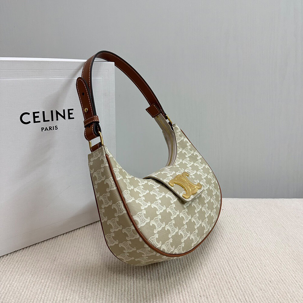 Ce1i*e MEDIUM AVA TRIOMPHE BAG in Triomphe Canvas and calfskin