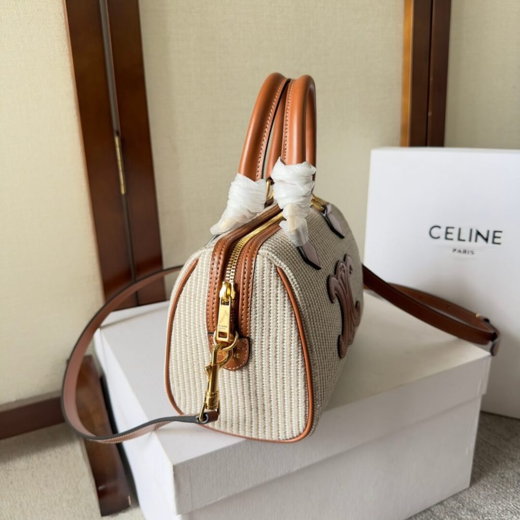 Ce1i*e Small Boston cuir Triomphe in textile and calfskin