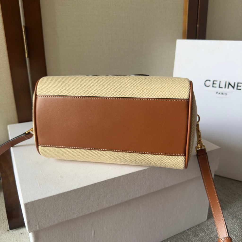 Ce1i*e Small Boston cuir Triomphe in textile and calfskin